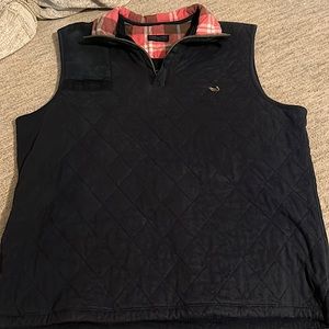 Southern marsh navy vest with flannel collar. No stains